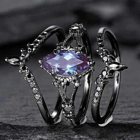 Кольца NovoPublic черные овальные круглые