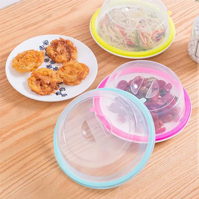 

Oven Food Cover Plastic Microwave Bowl Splatter Lid Heat-resistant Heating Protector, Pink