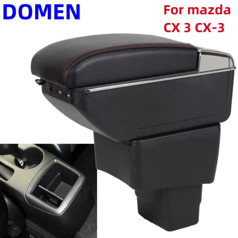 

For mazda CX 3 CX-3 Armrest Box 2014 - 2019 Dual layer Heighten Central Store Content Box Cup Holder Ashtray Accessories USB
