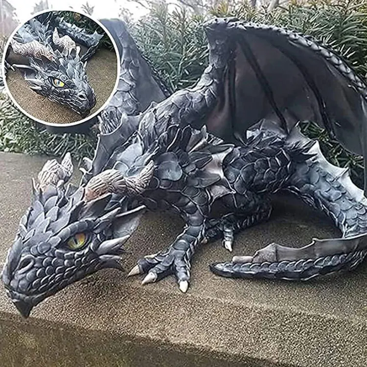 

Gothic Dragon Outdoor Garden Big Squatting Dragon Sculpture Dragon Guardian Statue Garden Dragon Sculpture Statue Decoration