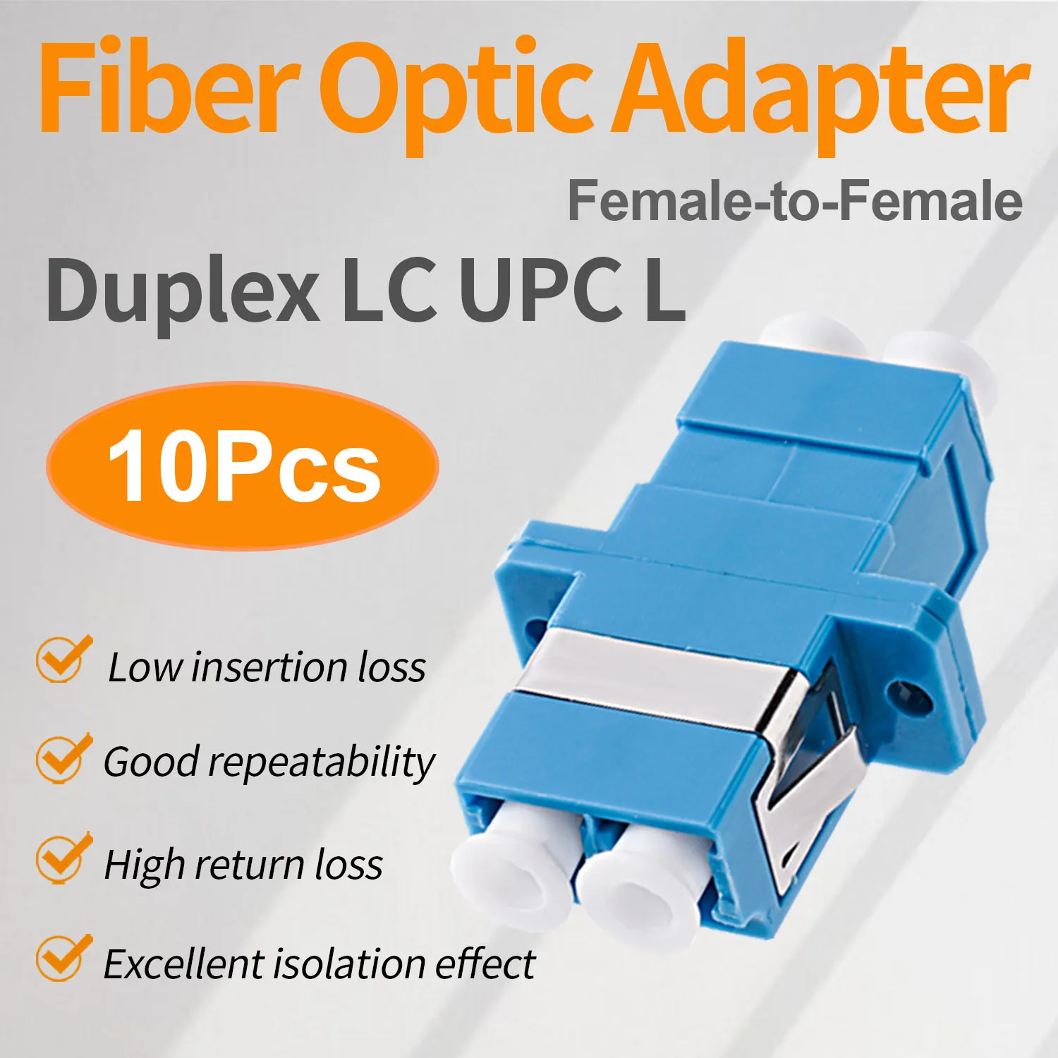 

10 Pcs LC UPC Couplers, Duplex Fiber Optical Adapters Cable Connectors with Panel Mounting Wing Flange Ftth