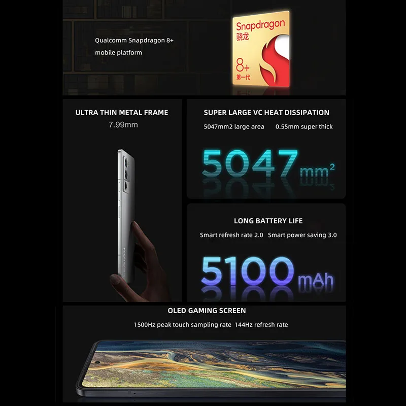 Lenovo Legion Y70 Gaming SmartPhone, 6.67 Inch 144Hz OLED,Snapdragon 8+ Gen1,50MP Triple Camera,68W Charge NFC Original Firmware