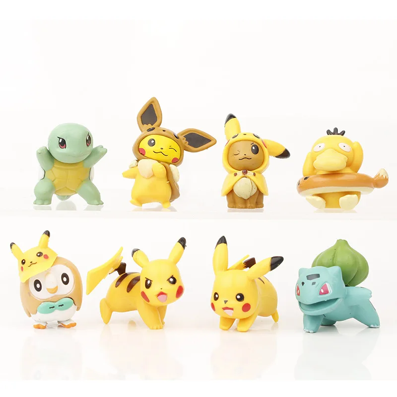 

2022 NEW 8PCS/Set TAKARA TOMY Cartoon Pokemon Kawaii Pikachu Anime Toys Action Figure Model Doll Figurine Gifts for Children