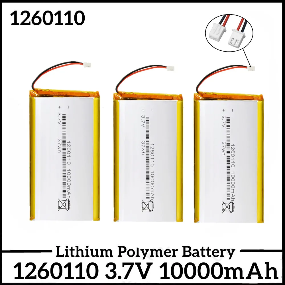 

1-8PCS 3.7V Li Polymer Battery 10000mAh 1260110 Soft package battery For Power Bank Bluetooth Speakers Tablet DVD battery