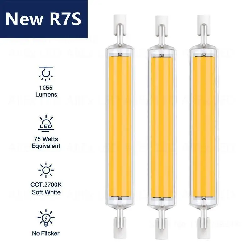 LED R7S Glass COB Tube Bulb 78MM 118MM Corn Lamp 110V 220V H