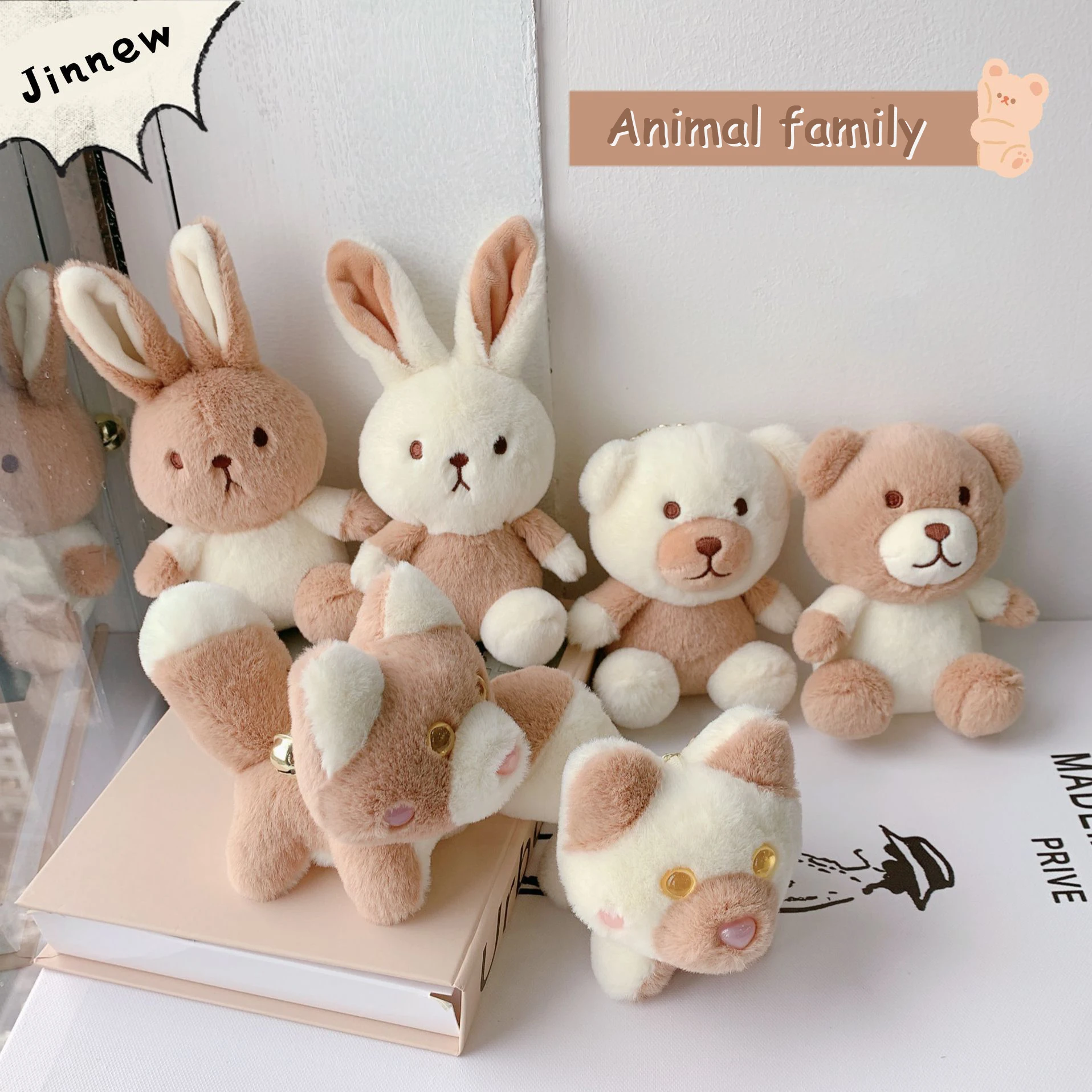 2022 Cartoon Cute Plush Keychain Animal Rabbit Bear Dog Doll Bag Decoration Pendant Soft Stuffed Children Kids Backpack Toy Gift |