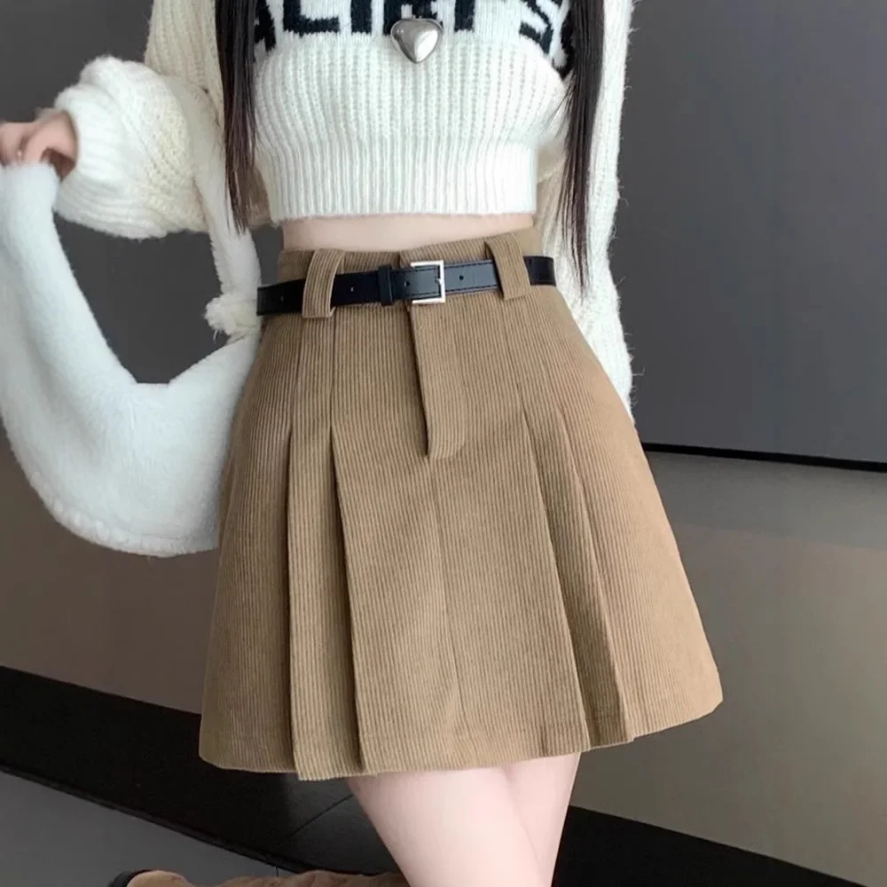 Осень/зима 2023 новый стиль корейская элегантная вельветовая юбка трапециевидной