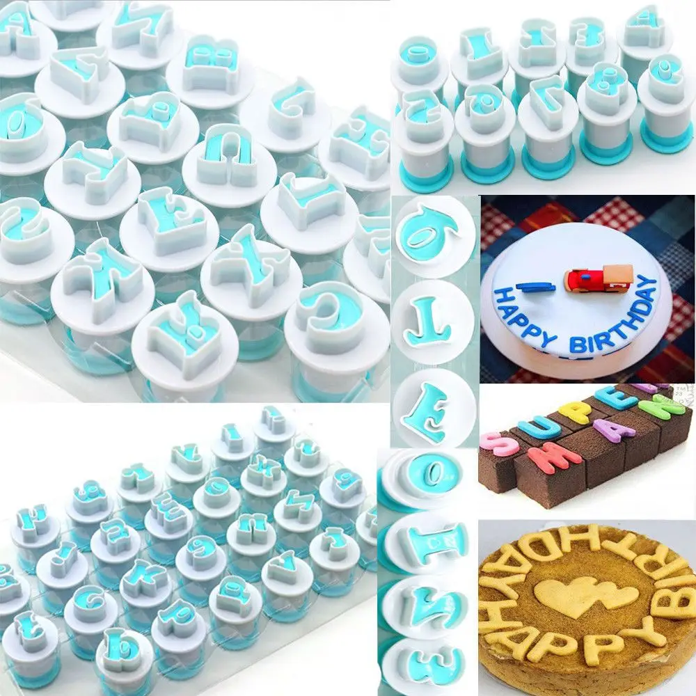 

26Pcs Baking Pastry Mold Letter Fondant Cookie Cutter Upper&lowercase Alphabet And Number Cake Decoration Tools