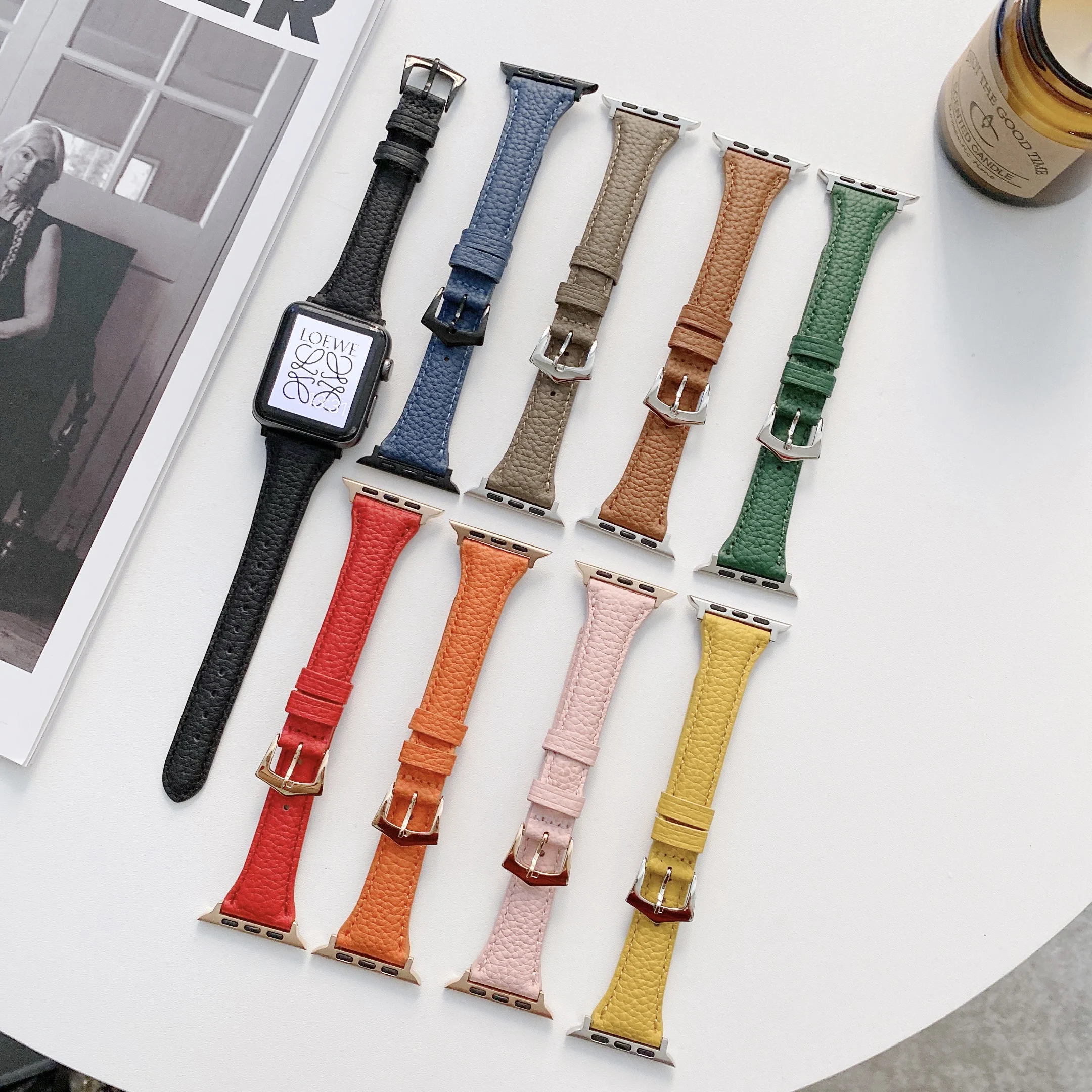 

Leather band for Apple watch Ultra 49mm 8 7 45mm 41mm Smart watch strap accessories for iwatch series 6 5 4 3 SE 44mm 42mm 40mm