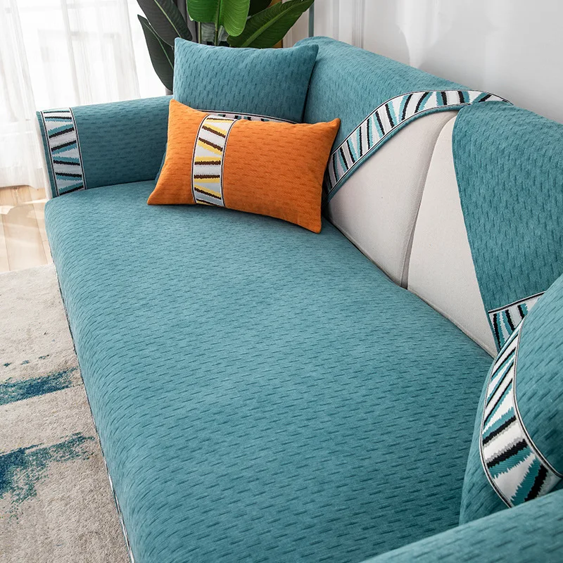 

Chenille Sofa Cover Super Soft Non-slip Couch Seat Cushion Solid Color Corner Sofa Towel Furniture Protector Slipcover 1PCS