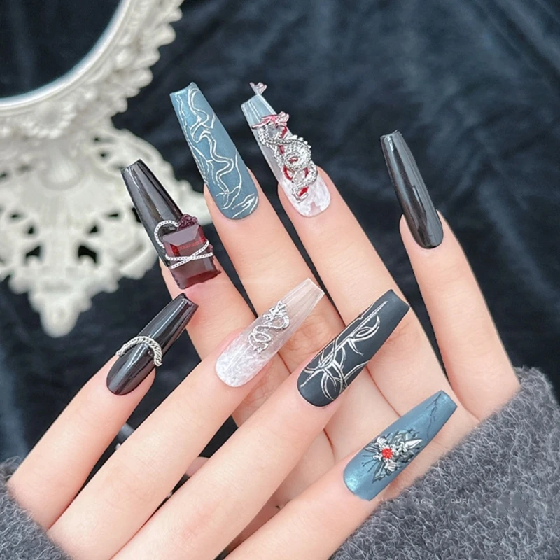 6 шт. металлические подвески в Форме Дракона Для Ногтей