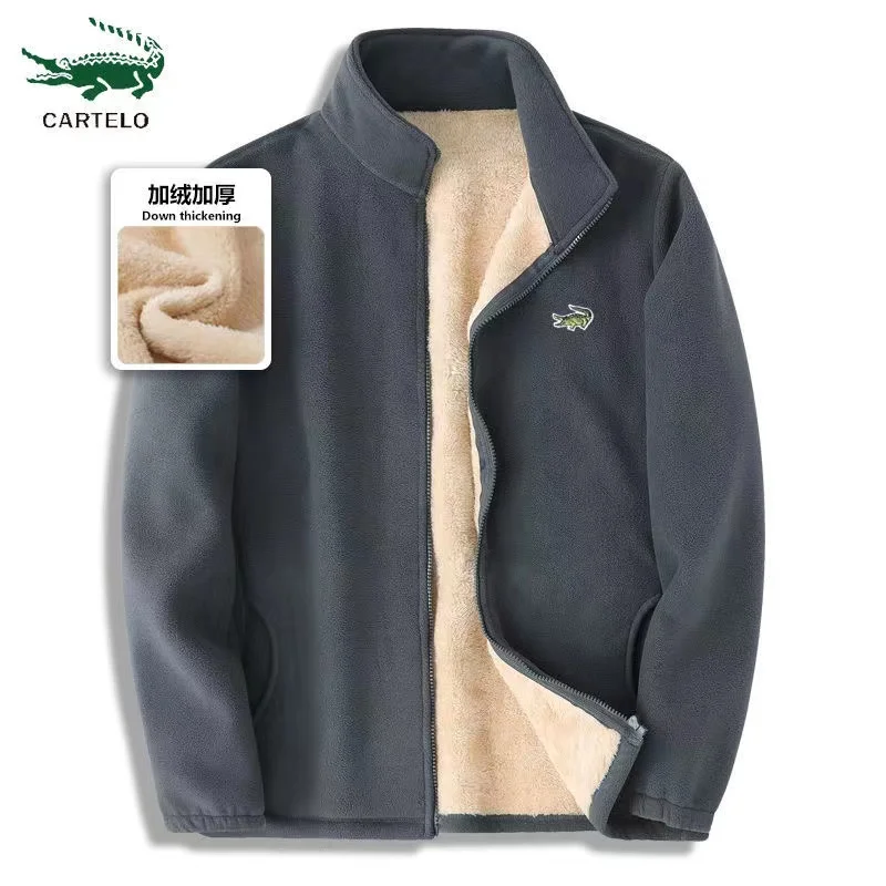 CARTELO Autumn/Winter Men's Water and Wind-Resistant  Parkas Fashion Casual Stand Collar Thickened Embroidered  Warm Jacket