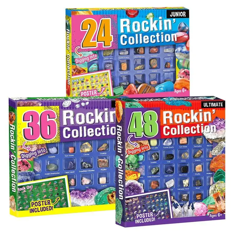 

Rock Collection Box For Kids Gemstones And Crystal Collection Educational Kit Mineral And Gems Ornaments Gift For Geology