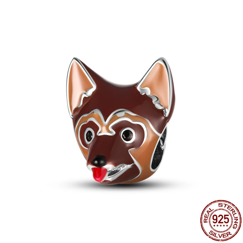 

Fits Original Pandora Bracelet Necklace 925 Sterling Silver Animal German Shepherd beads Charms Women Silver Pendant DIY Jewelry