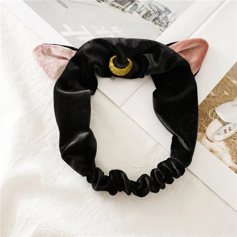 

NEW Women Gum for Hair Elastic Hairbands Girls Cartoon Moon Cat Ears Hairbands for Wash Face Makeup Hair Band Headbands Fashion