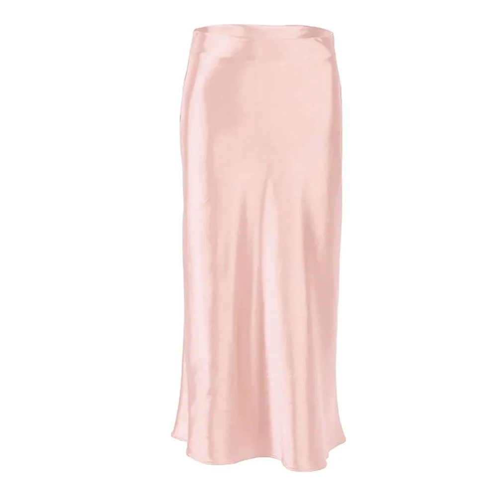 

Amandina Luxe Silk-Satin Midi Summer A-line Women Skirt