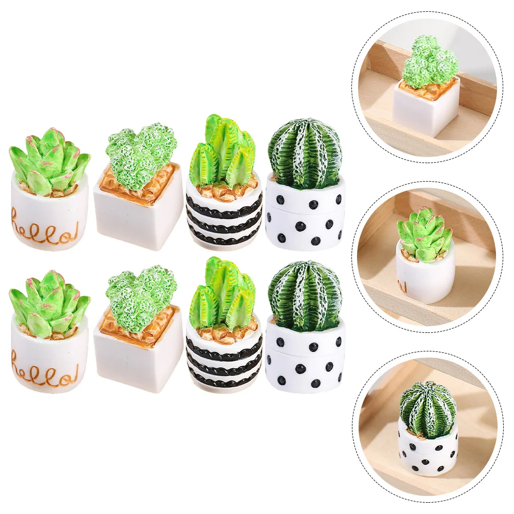 

8pcs Resin Miniature Plants Figurines Miniature Plants Pots