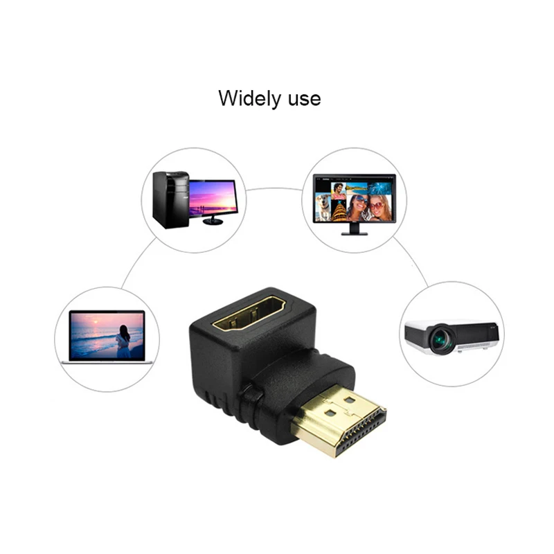 Переходник HDMI-совместимый под прямым углом разъем а папа-HDMI V1.4 мама позолоченный
