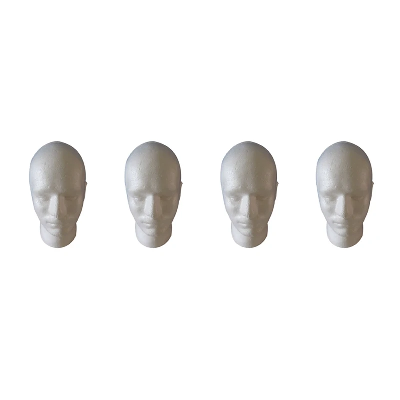 

4X Male Wig Display Cosmetology Mannequin Head Stand Model Foam White