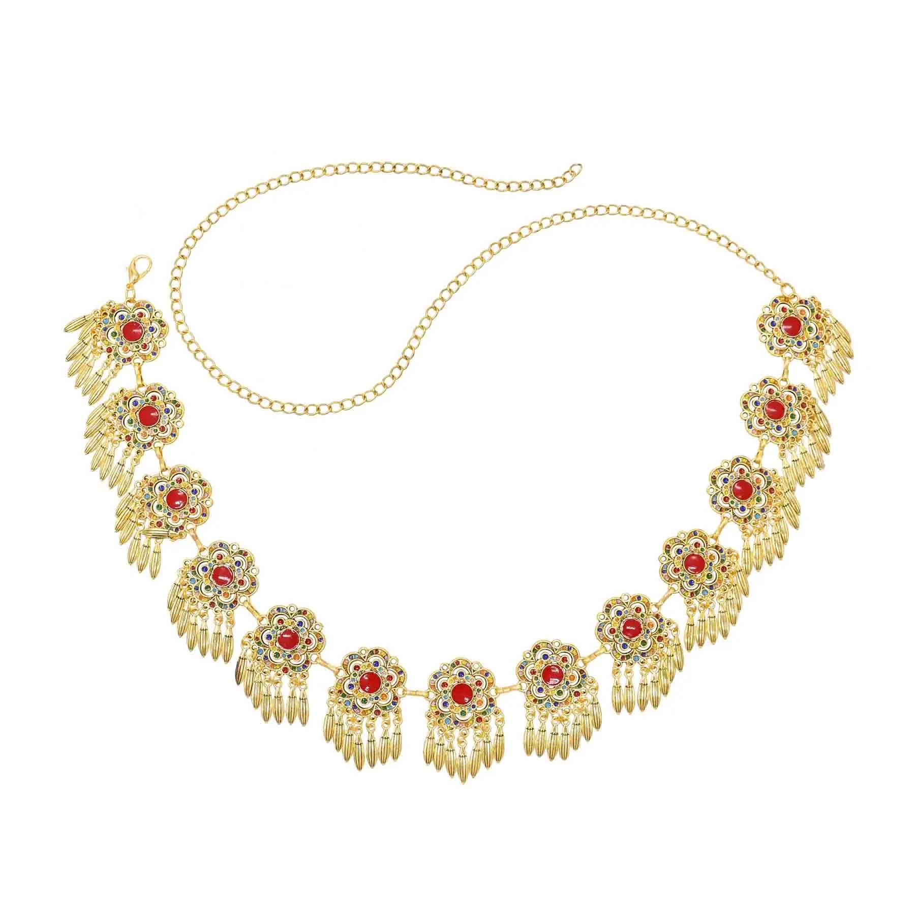 Женская цепочка на талию в этническом стиле золотистая/Серебристая виде полых