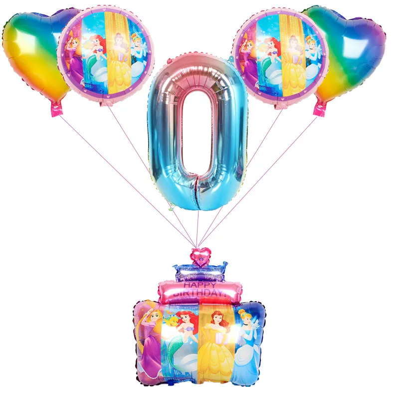 

6pcs Disney Princess Cake Foil Balloons Baby Shower 32inch Number Birthday Party Decorations Kids Toys 18inch Children's Globos