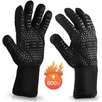 1 pair microwave oven glove bbq gloves 500 800 degrees hightemperature resistance oven mitts fireproof barbecue heat insulation