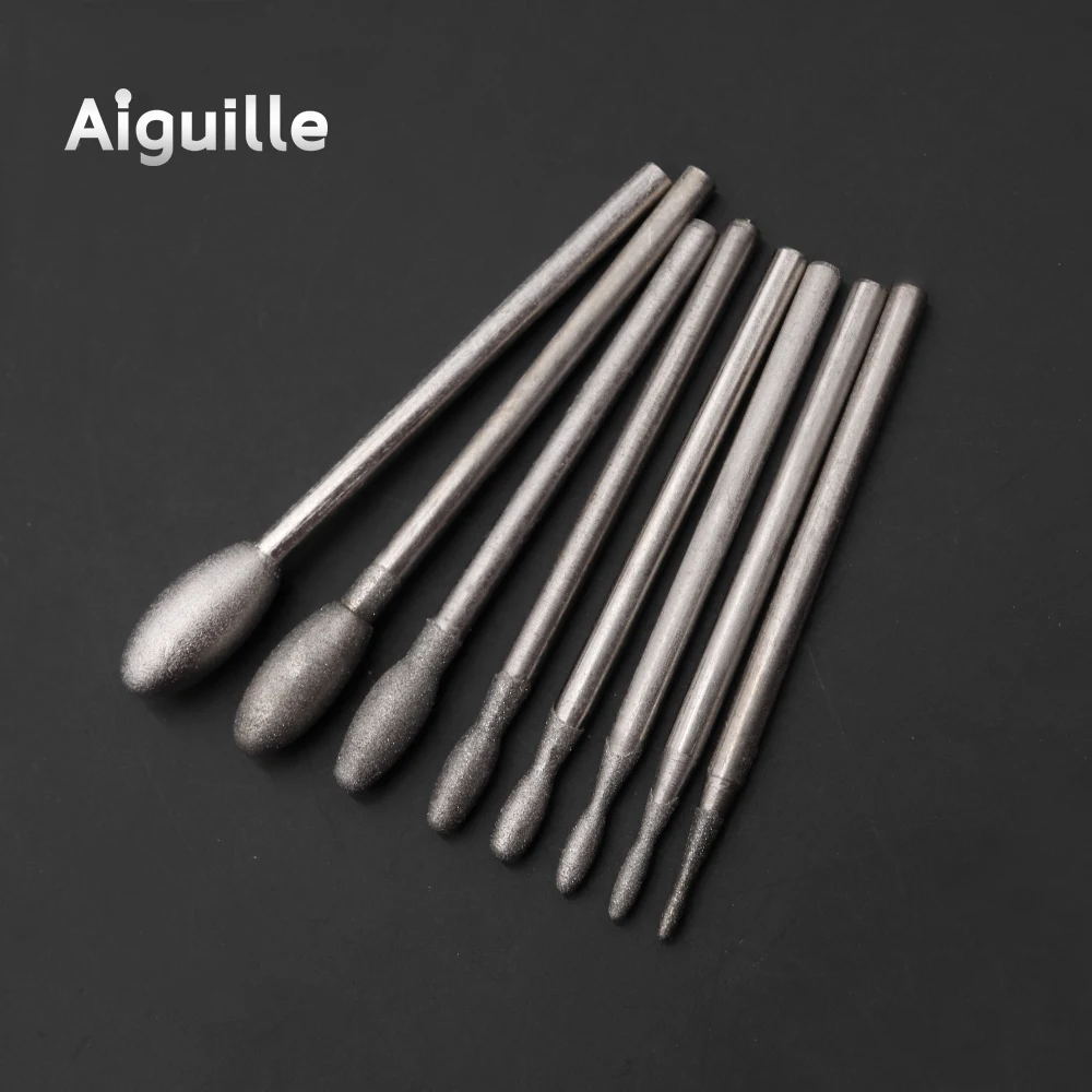 400 #2,35 мм в форме яйца 1-6 мм Алмазный шлифовальный напильник нефритовый Алмазный полировщик сверла Зубы шлифовальные сверла алмазные шлифовальные точки