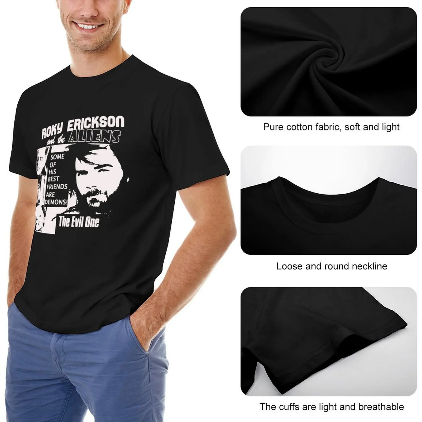 Ретро Винтаж Темно-красный Roky Erickson с длинным рукавом Музыка футболка эстетичная