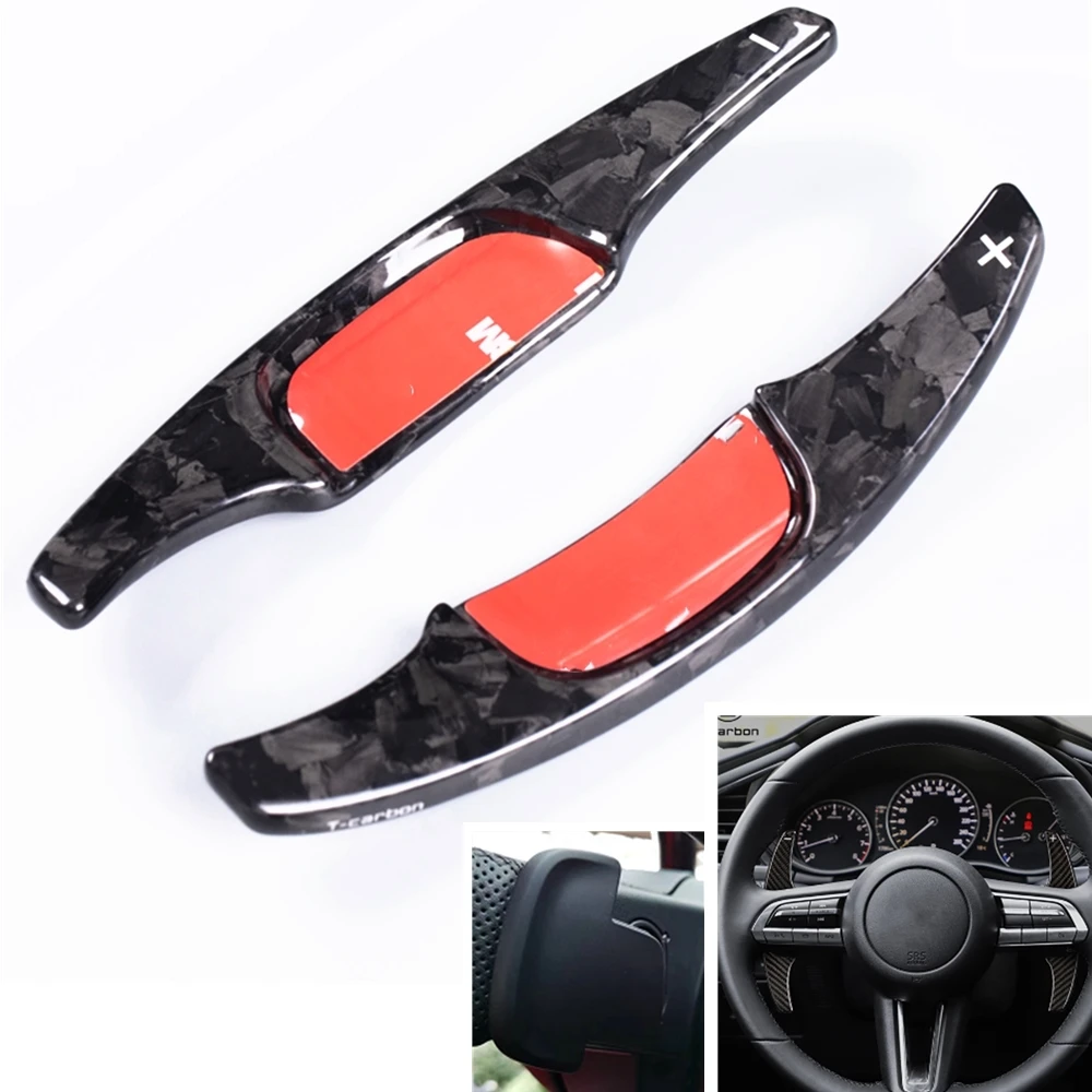 

2pcs Car Gear Steering Wheel Paddle Shifter Extension For Mazda 3 Axela 2020-2021 Forged Carbon Fiber Replacement Shift Paddle