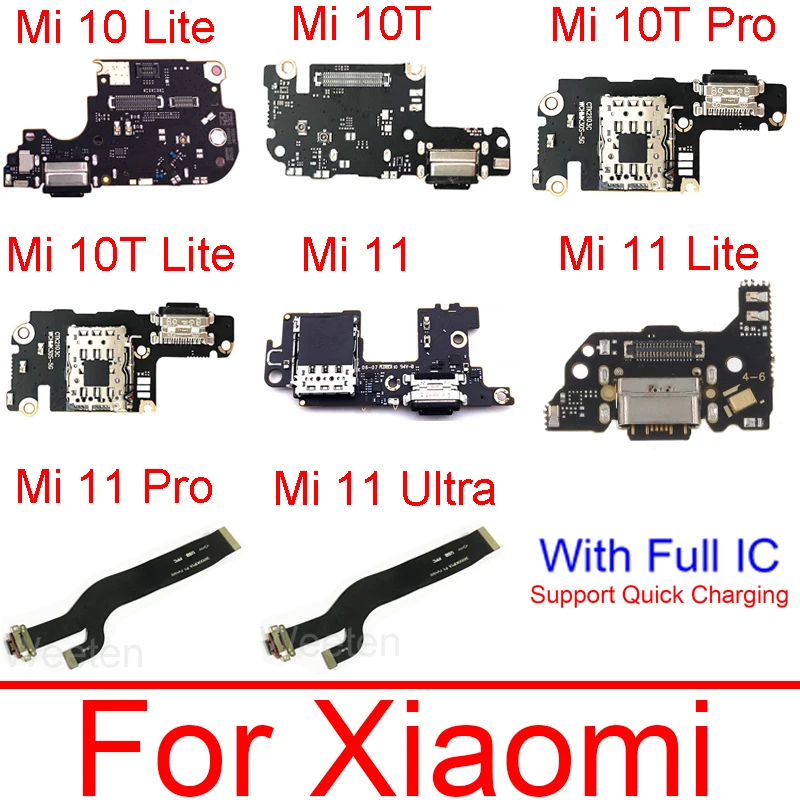 

Usb Charger Jack Board With Microphone & Sim Card For Xiaomi Mi 10 10T 11 Lite Pro Mi 11 Ultra 11T Pro Charging Port Dock Board