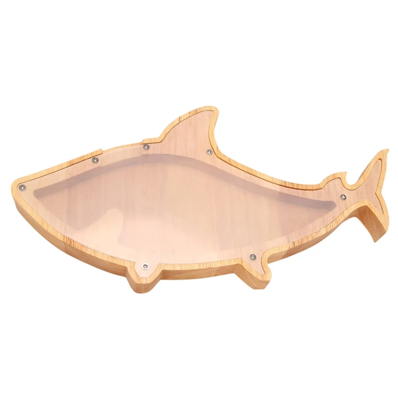 

Fish Piggy Bank Creative Cartoon Pine Piggy Bank Transparent Decoration Crafts Gift Decoration 36X18cm