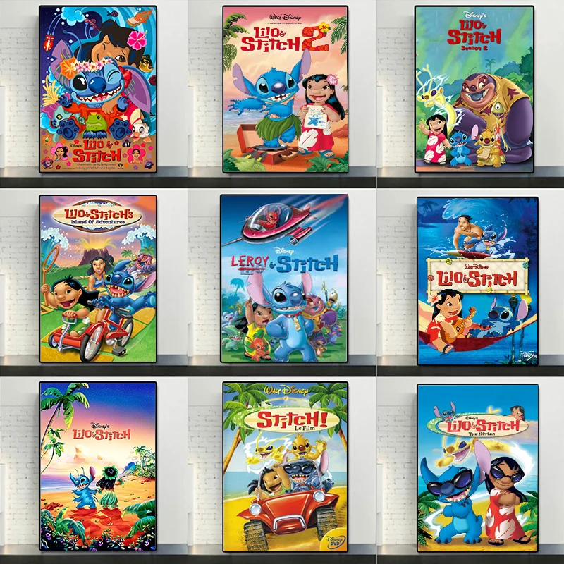 

Disney Movie Lilo and Stitch Posters Prints For Kids Bedroom Cute Alien Canvas Paintings Wall Art Cartoon Home Decor Cuadros