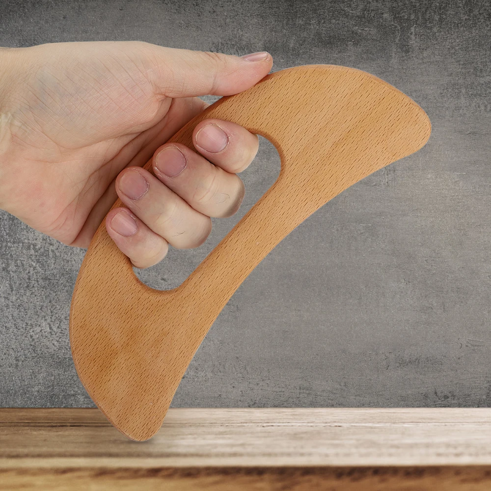 

Wooden Gua Sha Board Arc Handle Painless Scraping Slimming Beech Blade Back Arm Blood Circulation Relaxation