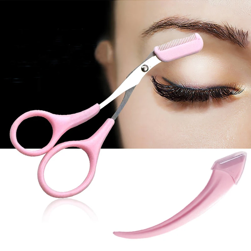 

Karsyngirl 1/2/3Pcs Eyebrow Trimming Knife Eyebrow Face Razor For Women Eyebrow Scissors With Comb Brow Trimmer Scraper