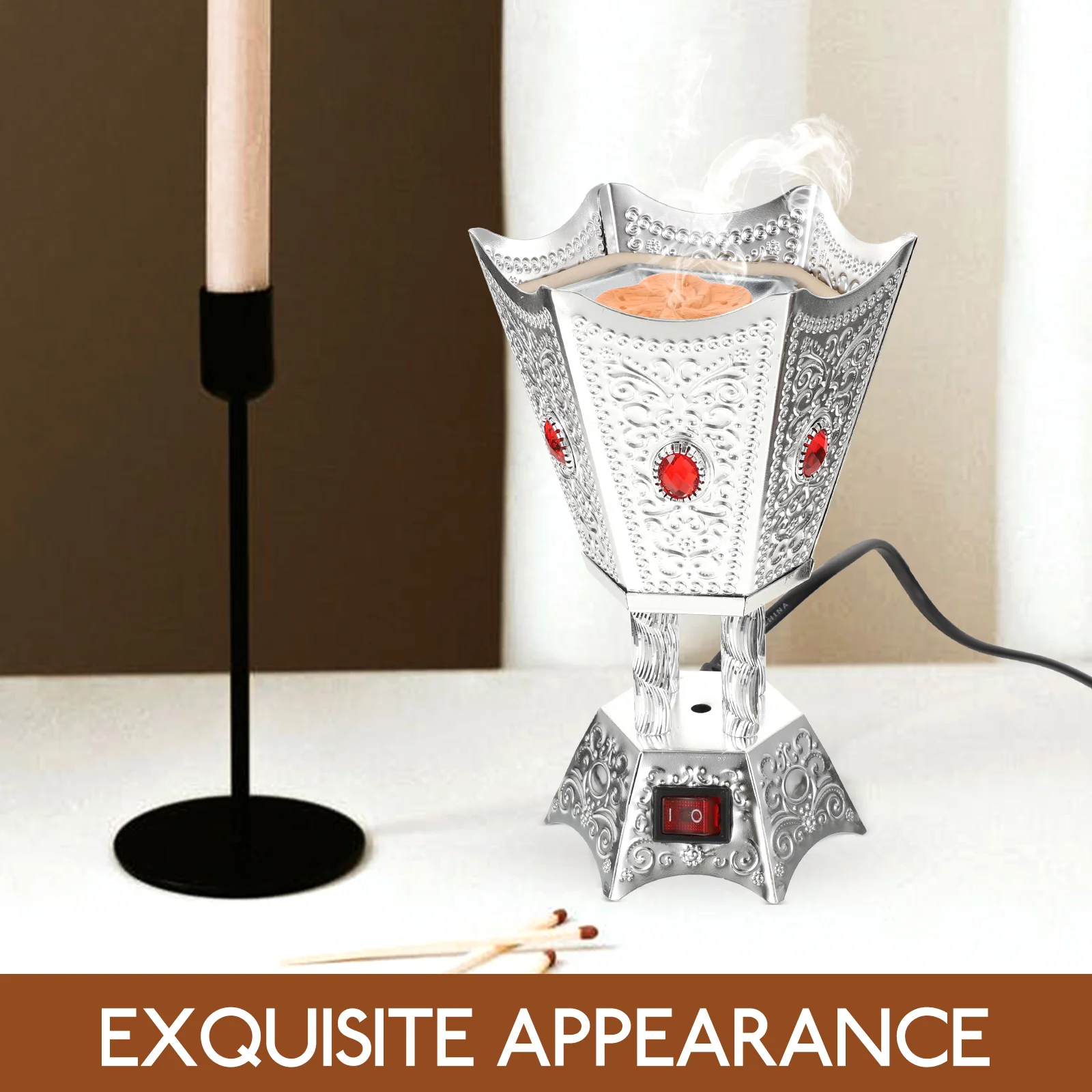Подключаемая курильница металлическая ретро ароматическая электрическая для