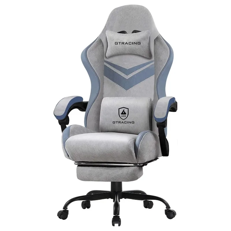 

GTRACING Ergonimic Fabric Reclining Gaming Chair with Footrest and Linkage Armrests, Gray Gaming Chairs