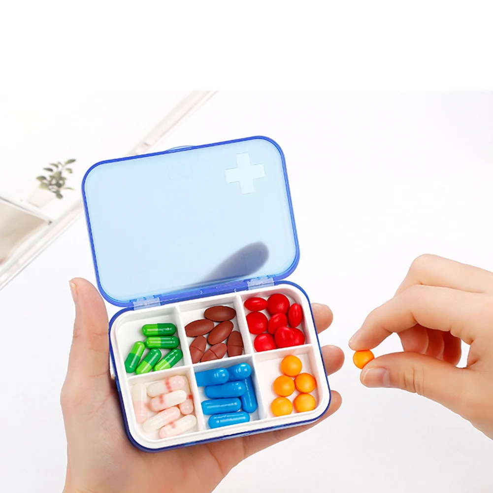 

6 Grids Dispensing Pill Box Tablets Divider Box Portable Travel Medicine Sealed Storage Boxes Pill Case Organizer Container