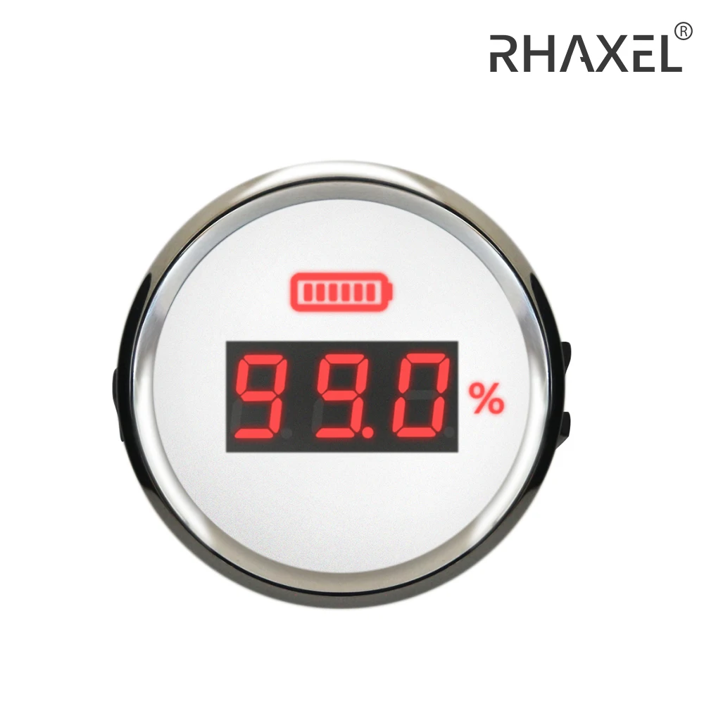 

RHAXEL 52mm Universal Digital 0~100% Battery Capacity Meter for Auto Car Truck with Red Backlight