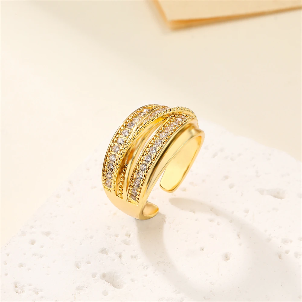 Изящные кольца с фианитом для женщин элегантные многослойные бриллиантовые