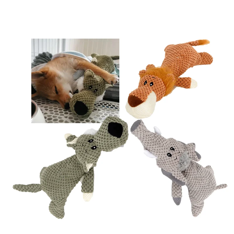 

Pet Sound Toys Interactive Cartoon elephant Plush wolf Shape Dog Chew Toy Gnawing Grinding Teeth Training Products