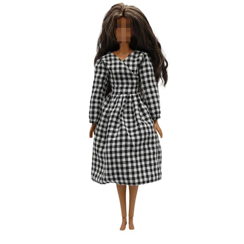 Клетчатая юбка для куклы Барби 30 см из полиэстера и хлопка
