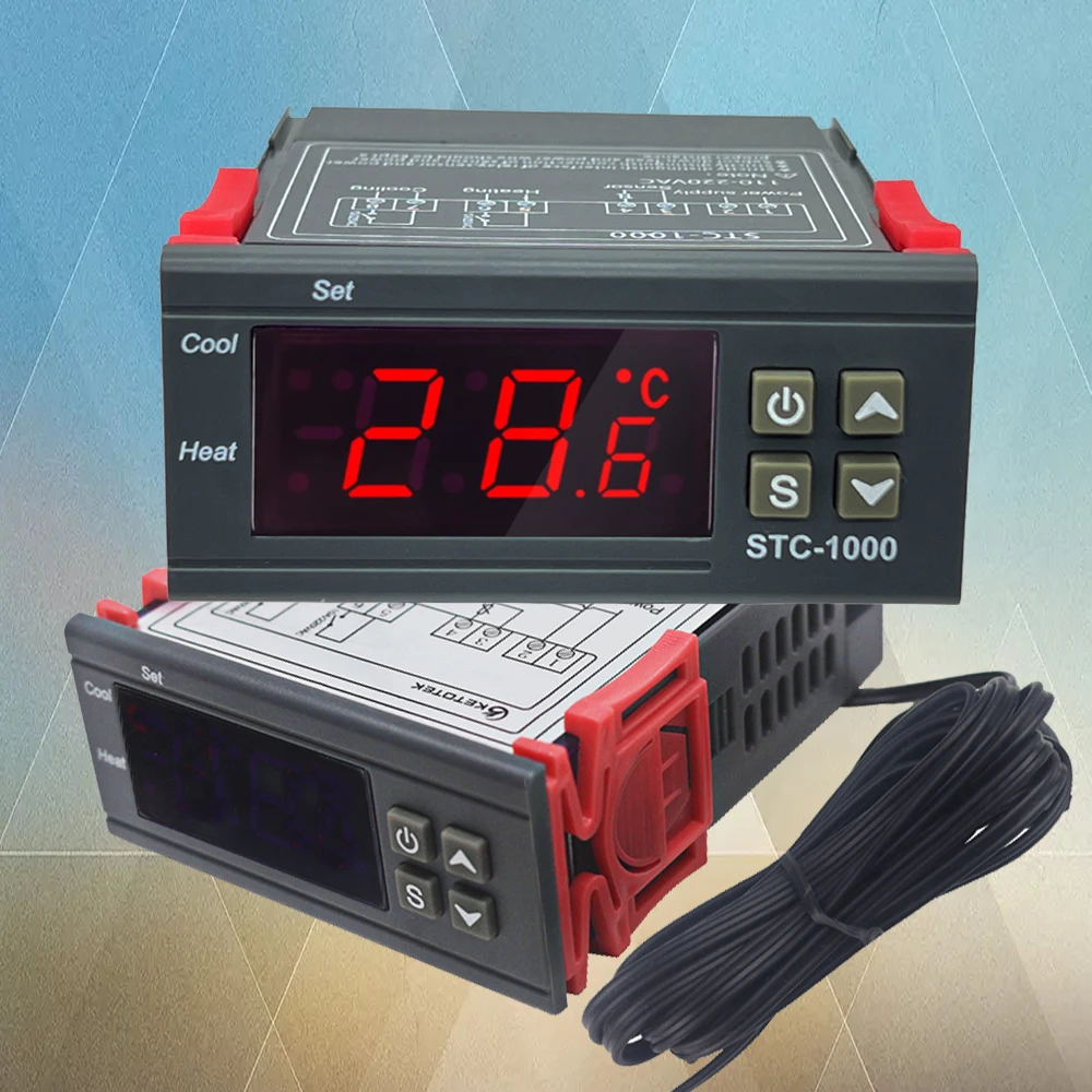 

LED Digital Temperature Controller Thermostat Incubator STC-1000 220V 10A with Heater and Cooler