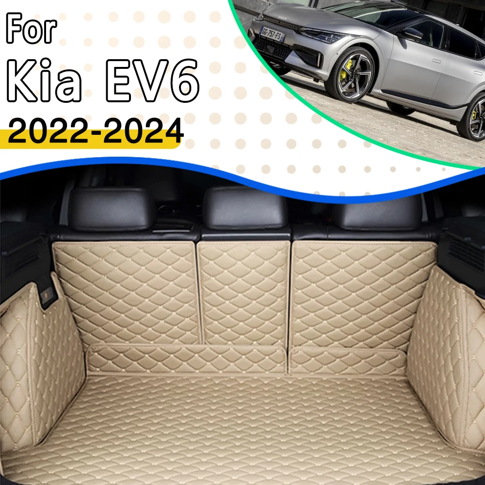 

Car Rear Trunk Mats Car Mat For Kia EV6 CV 2022 2023 2024 Leather Trunk Storage Pad Car Mats Set Tray Carpet Mud Car Accessorie