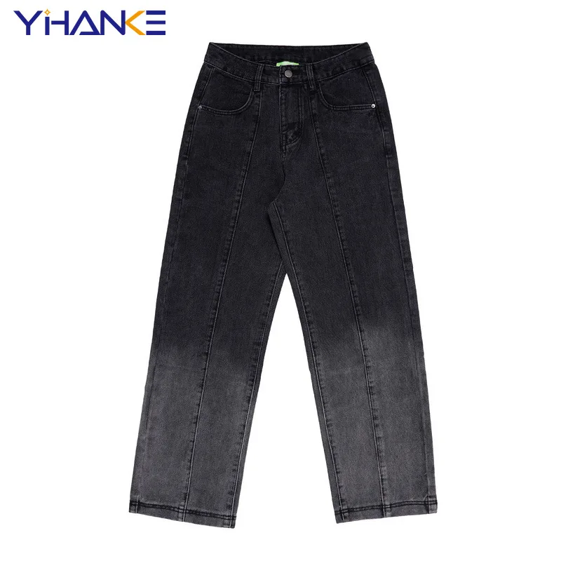 High Street Trend Retro Heavy Washed Gradient Y2k Jeans Loose Straight Street Overalls Trousers Men's and Women's Trend Clothing