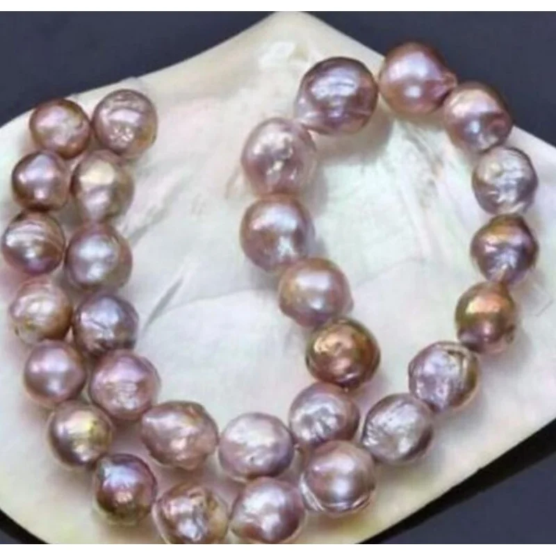 

Бесплатная доставка, жемчужное ожерелье из двух искусственных жемчужин 10-11 мм, розовое, фиолетовое, 18 дюймов