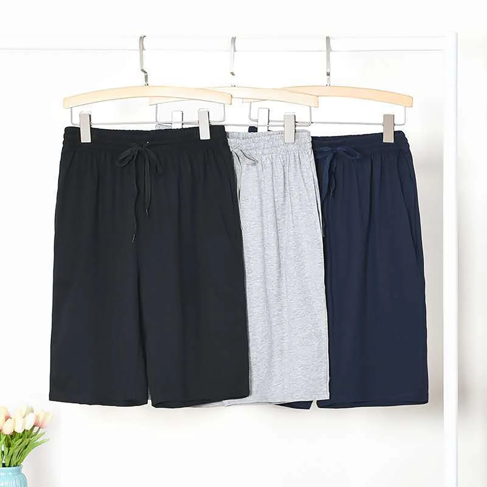 

Casual Sportswear Shorts Solid Color Loose Trunks Summer Breathable Men's Shorts Thin Elastic Fitness Gym Pantalones Cortos