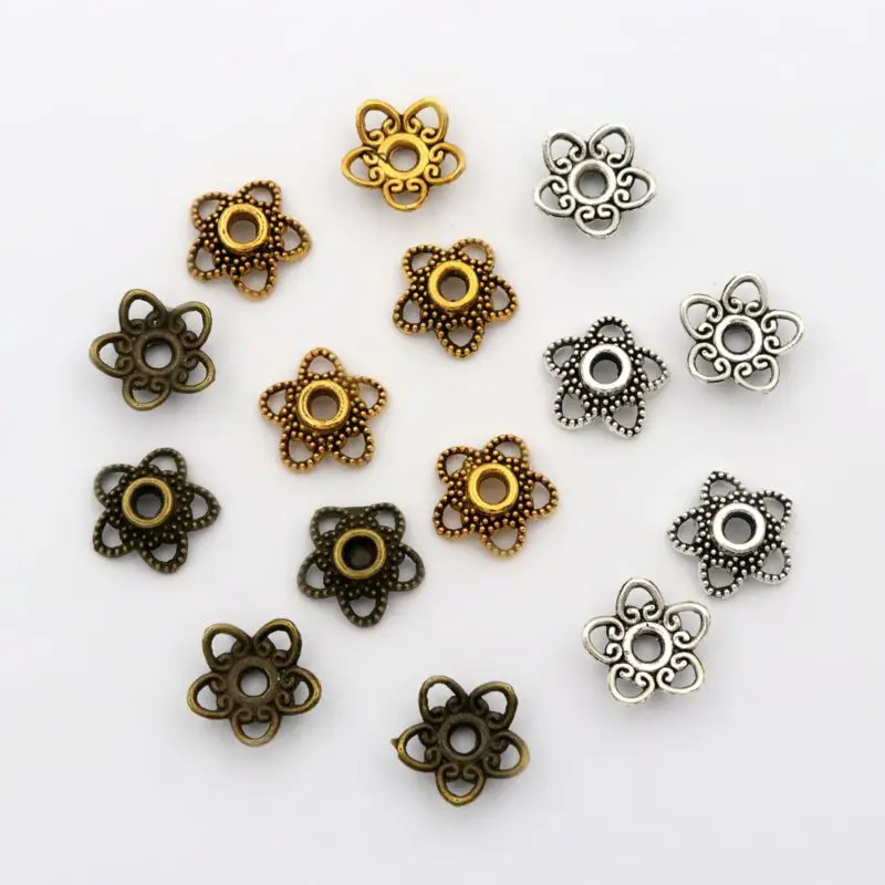 

100Pcs 10X3.5mm Hollow Out Flower Loose Sparer End Bead Caps for Jewelry Making Finding Diy Accessories Component Wholesale
