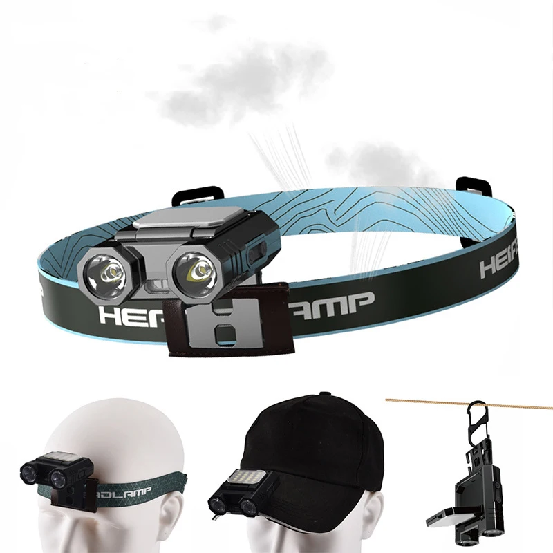 

Head Camping Blue Sensor Riding Headlight Headlamp Cap Red Flashlight Headlamp Light Clip And Rechargeable Fishing Light