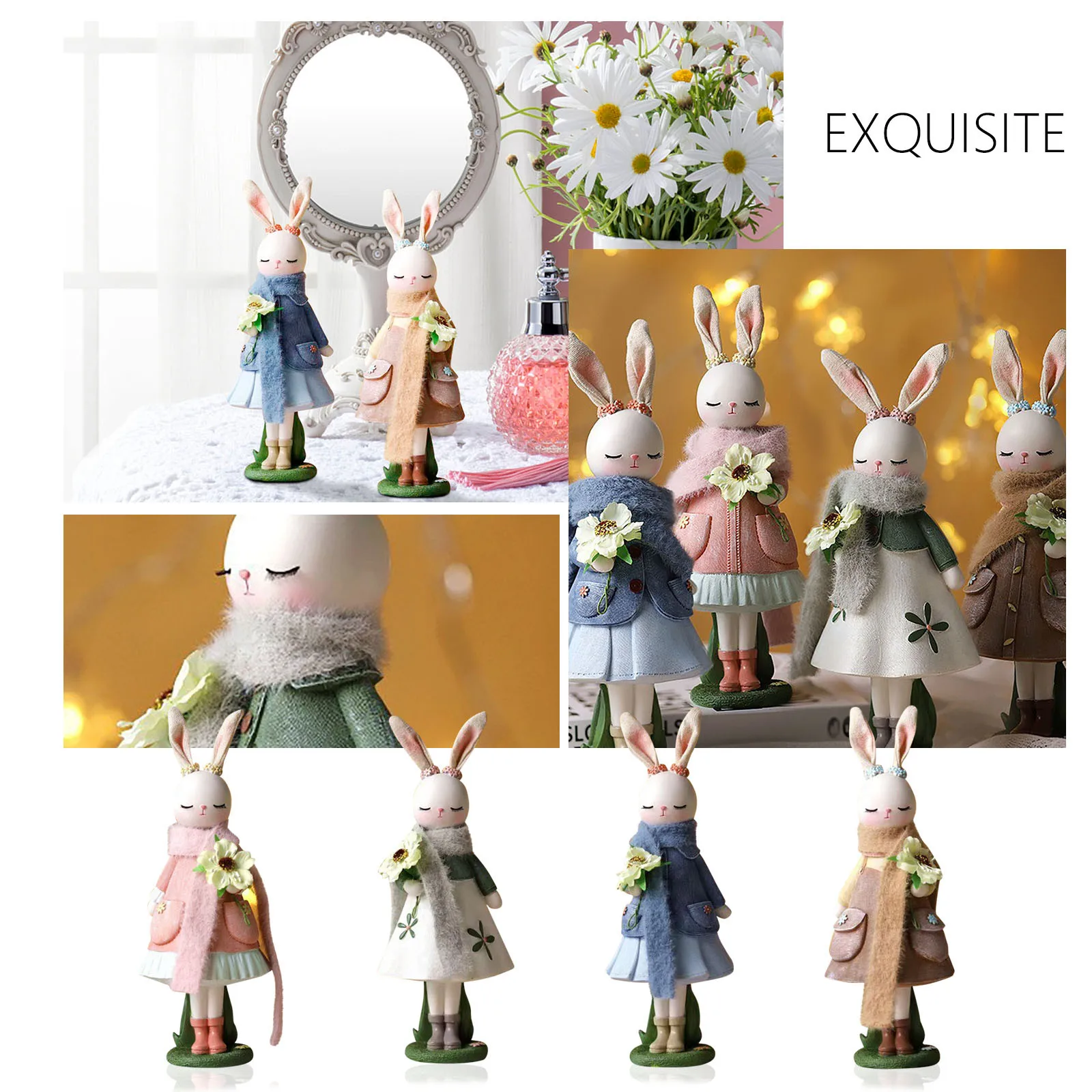 

4 Styles Cute Straw Standing Rabbits Bunny Decorations Easter Party Home Garden Wedding Ornament Easter Theme Party Supplies