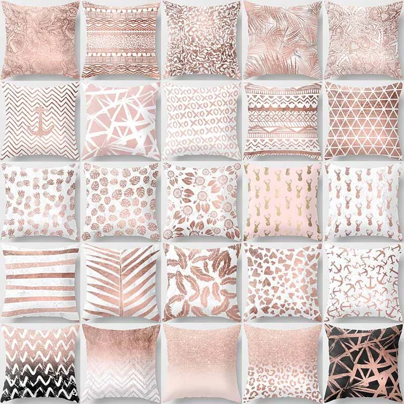 

Розовая абстрактная коллекция наволочек с геометрическим рисунком для дома и офиса, декоративный чехол для подушки